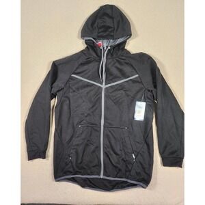 PONY Sweater Mens Large L Full Zip Mock Neck Black Polyester Pockets Hoodie NWT